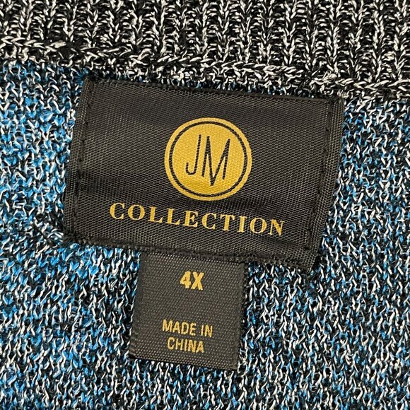 JM Collection Womens Plus 4X Metallic Threaded Cardigan Sweater Blue Black - Picture 6 of 13